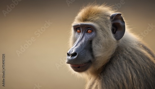  a close up of a monkey's face with a blurry background and a blurry background behind it. photo