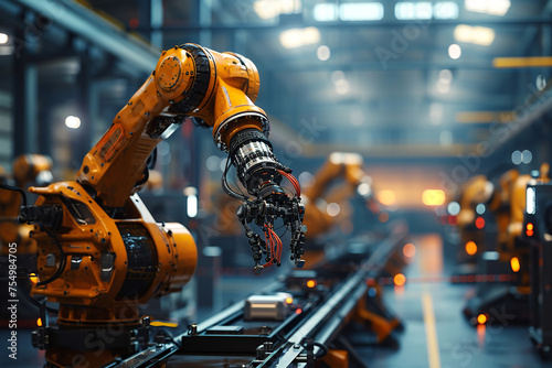 Industrial technology concept. INDUSTRY 4.0. Digital manufacturing operation. Welding robotics and digital manufacturing operation. Industry 4.0: 