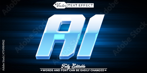 Blue Tech Artificial Intelligence Vector Editable Text Effect Template