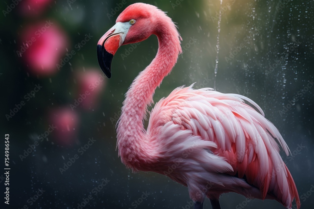 Fototapeta premium Unique Pink flamingo safari. Safari wild. Generate Ai