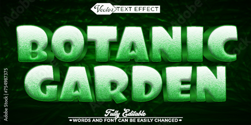 Cartoon Green Botanic Garden Vector Editable Text Effect Template