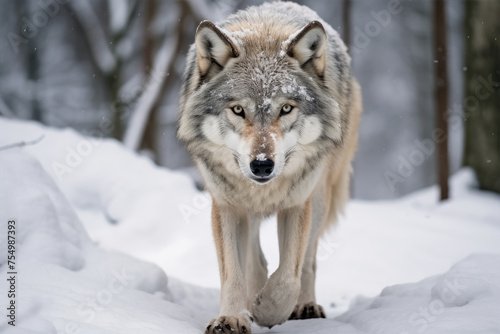 Wild wolf in a mystical winter forest © Michal