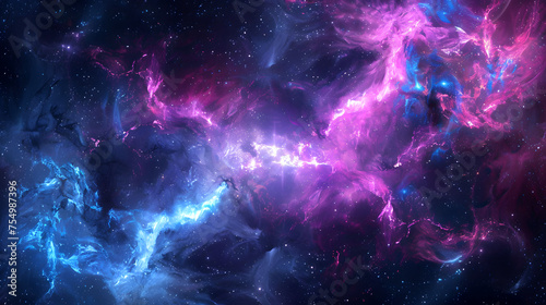 Vibrant Cosmic Nebula: A Dance of Color and Light in Space