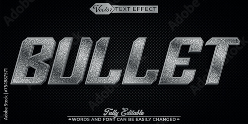 Silver Worn Bullet Vector Editable Text Effect Template