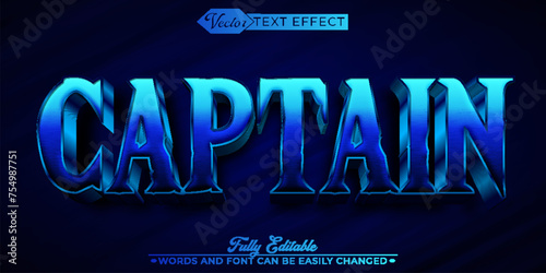 Blue Captain Vector Editable Text Effect Template