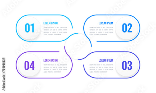 4 process infographic line design template. Diagram, report, business presentation. Vector illustration.