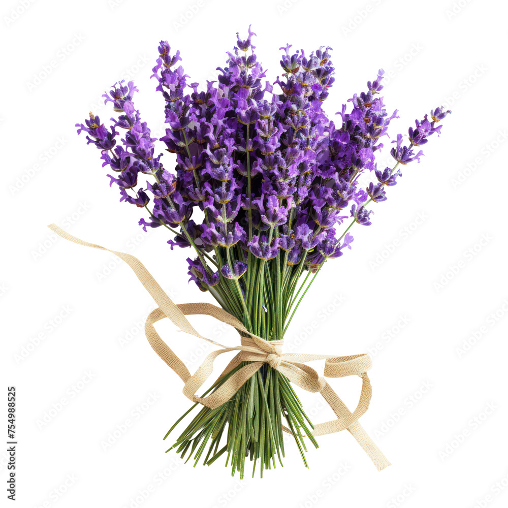 Fototapeta premium Lavender bouquet, bunch isolated on transparent png.