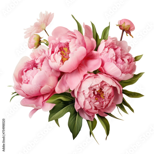 Peony, bouquet, bunch isolated on transparent png. © Sachchakorn