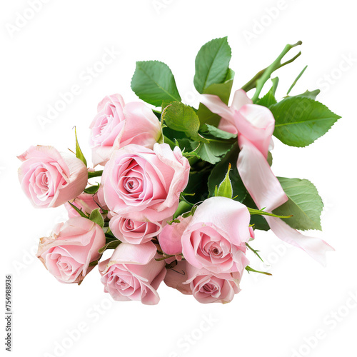 Pink Rose bouquet  bunch isolated on transparent png.