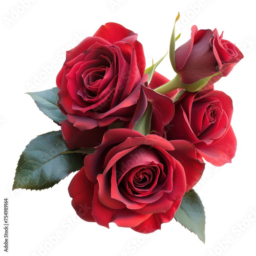 Red Rose bouquet  bunch isolated on transparent png.