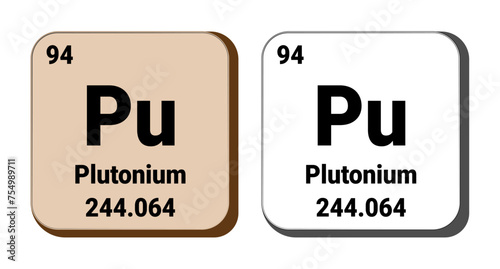 Pu, Plutonium element vector icon, periodic table element. Vector illustration EPS 10 File. Isolated on white background.