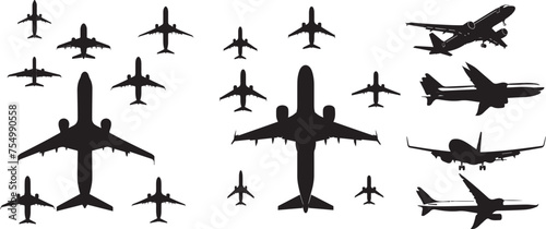 Set of Airplane silhouette stock illustration