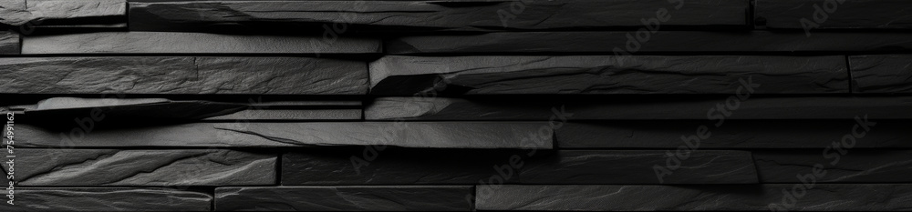 Abstract black slate background, wide banner stone texture design wide banner for marketing presentation - obrazy, fototapety, plakaty 