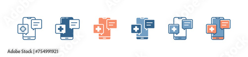 online mobile medical check-up icon set health care doctor support consultation conversation sign vector illustration