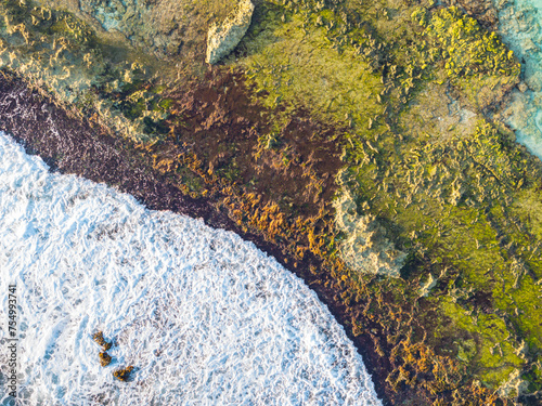 The pattern of the Caribbean coast - aerial view - top shot photo