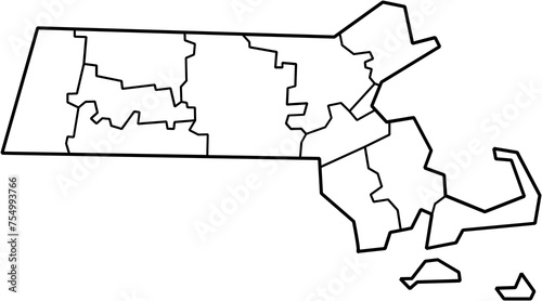 outline drawing of massachusetts state map.