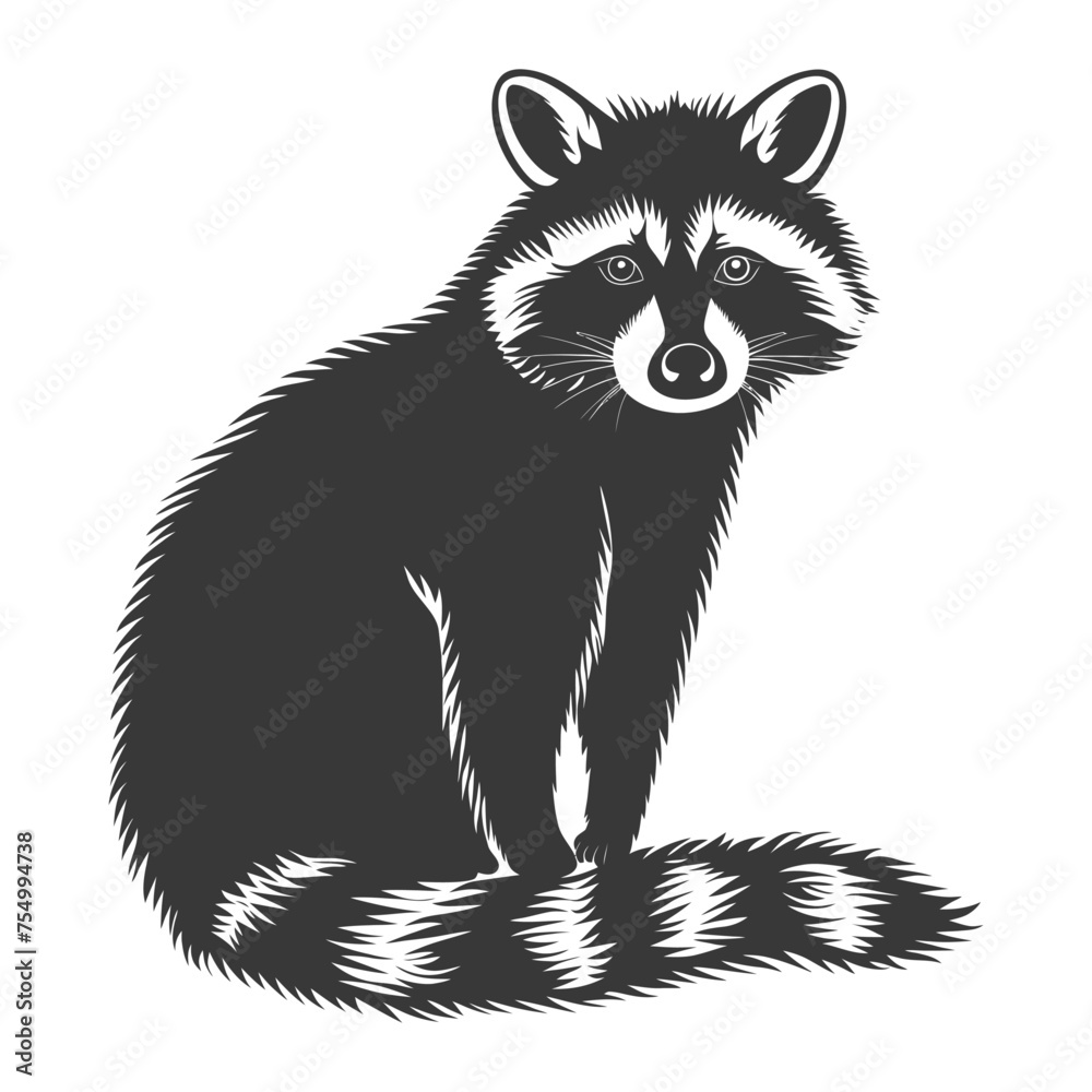Silhouette Raccoon Animal black color only full body Silhouette Raccoon Animal black color only full body