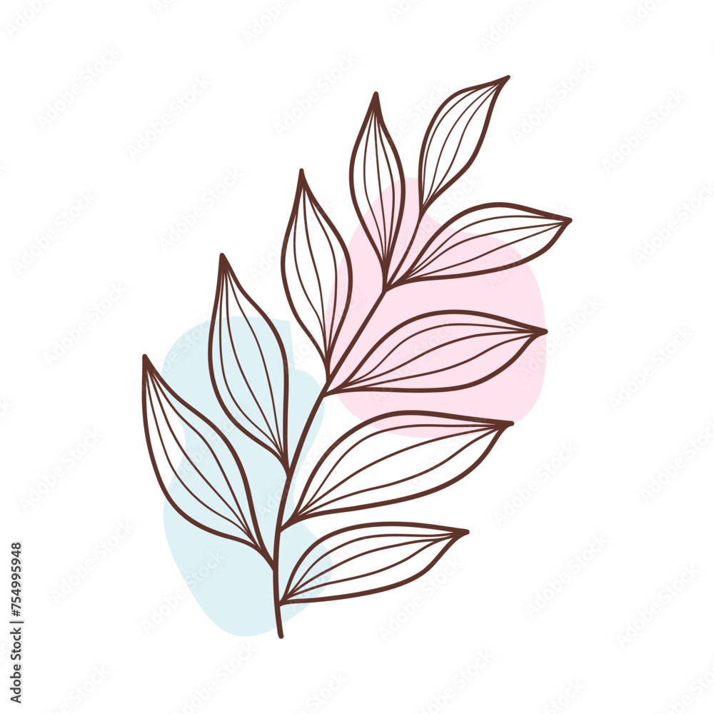 Minimalist botanical floral aesthetic element