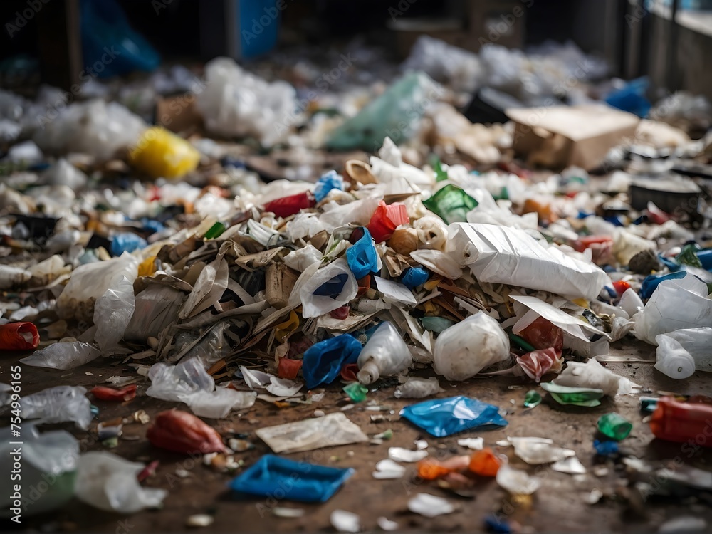 a waste sorting area with a pile of food and household waste a waste sorting area with a pile of food and household waste