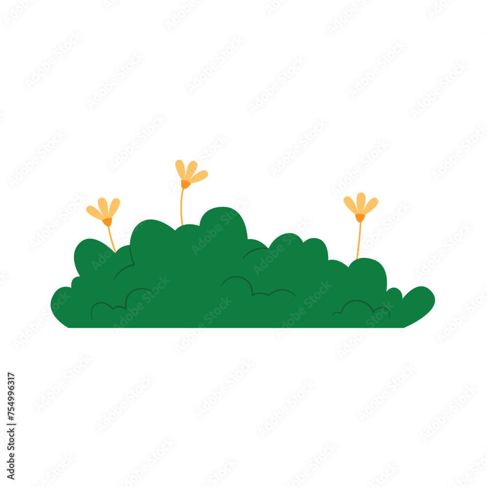 Simple bush element. Grass element, foliage silhouette, stylized ecology decorative object