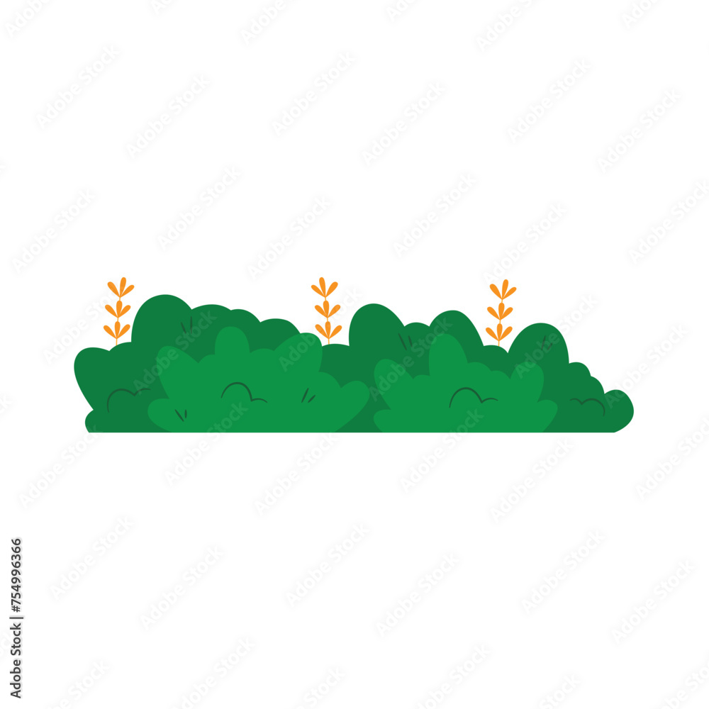 Fototapeta premium Simple bush element. Grass element, foliage silhouette, stylized ecology decorative object