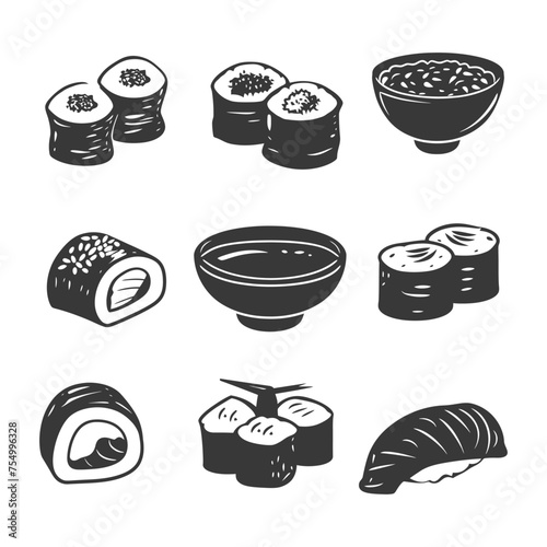 Silhouette Sushi dish collection set black color only