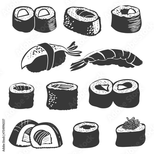 Silhouette Sushi dish collection set black color only