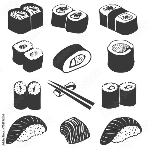 Silhouette Sushi dish collection set black color only
