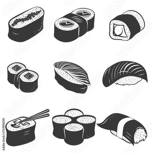 Silhouette Sushi dish collection set black color only