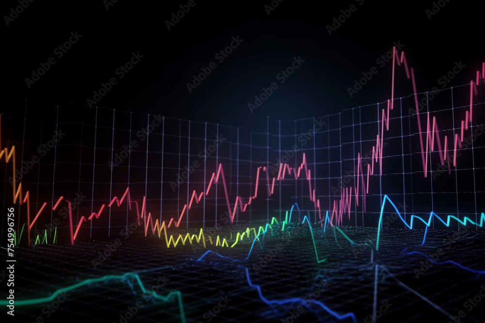 Colorful stock market charts. 