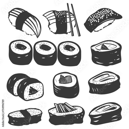 Silhouette Sushi dish collection set black color only
