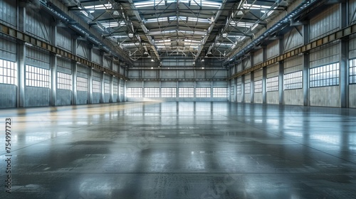 Large modern empty warehouse.