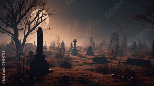 A cemetery near the woods. AI Generated © iiulia