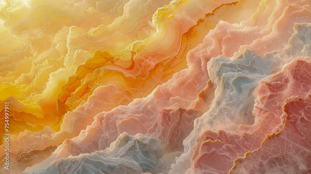 Surreal Sky Ablaze with Vibrant Sunset Colors - Ethereal Cloudscape Resembling Oil Painting Artwork for Background Use