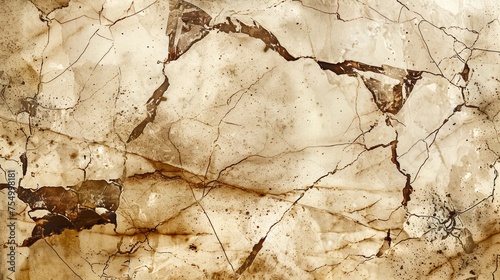 High-Resolution Detailed Texture of Antique Beige Marble Surface with Veins and Crack Patterns for Background and Design Elements.