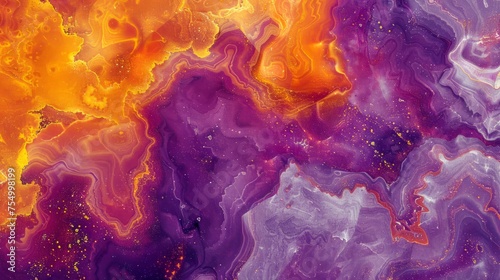 Vivid Abstract Cosmic Nebula Background with Intense Orange and Purple Hues Resembling Outer Space