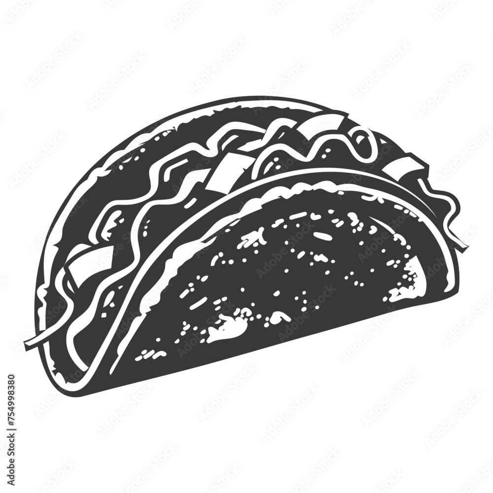 Silhouette taco food black color only Silhouette taco food black color only