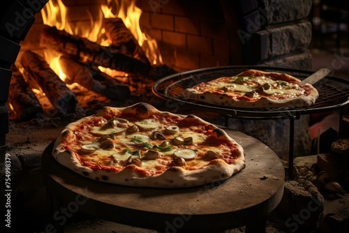 Aromatic Pizza oven food. Cuisine cooking. Generate Ai