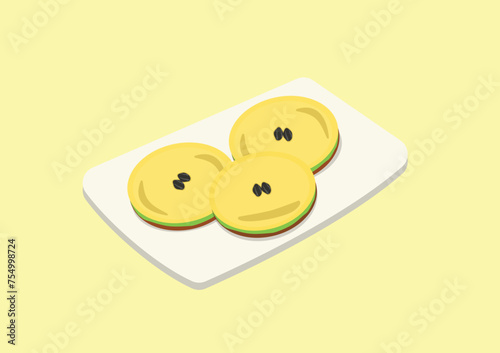 Kue lumpur - snacks with the main ingredients of coconut milk, potatoes, flour, and eggs. Garnished with raisins on top. Popular Indonesian cake snacks