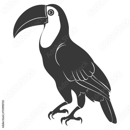 Silhouette Toucan bird animal black color only full body