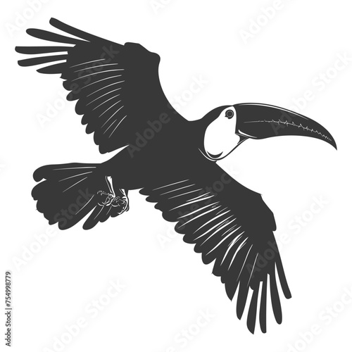 Silhouette Toucan bird animal fly black color only full body