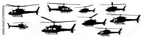 Set of Helicopter Silhouette stock illustration