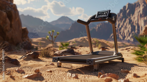 Designing a treadmill with customizable terrain simulations, allowing users to experience running on various surfaces like sand, grass, or gravel.