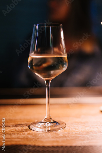 glass of wine on a table