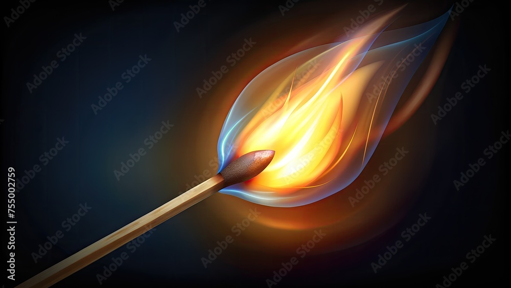 a matchstick ignites, its flame vividly illuminating the dark background a matchstick ignites, its flame vividly illuminating the dark background
