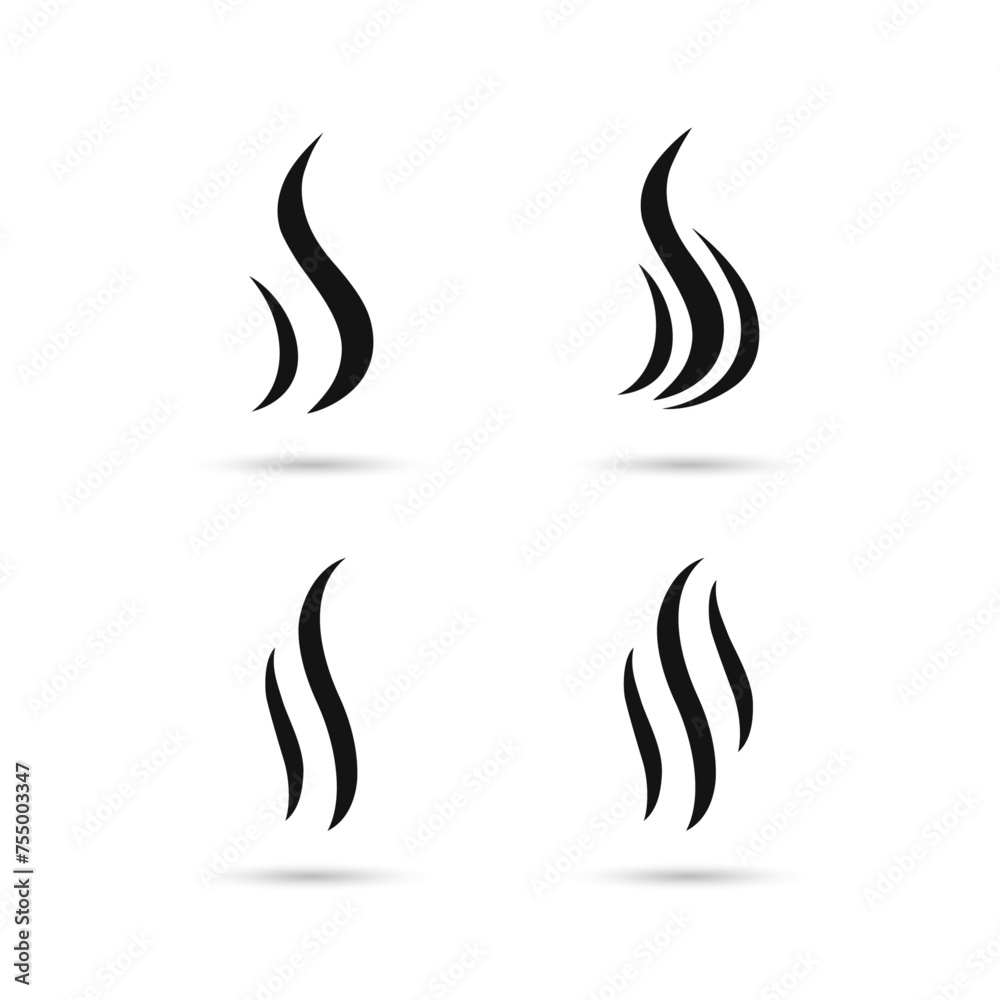 Smoke puff vector icon set. Smoke steam silhouette icon illustration. Smoke puff vector icon set. Smoke steam silhouette icon illustration.