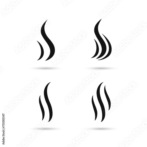 Smoke puff vector icon set. Smoke steam silhouette icon illustration.