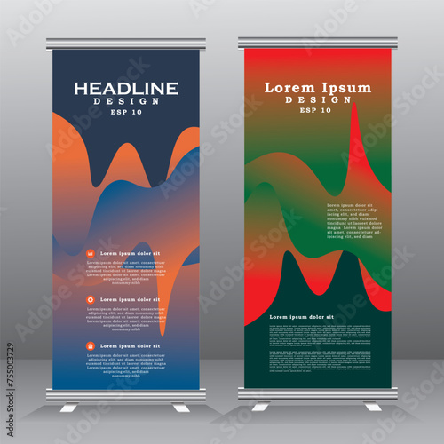 Roll up banner design, abstract roll up banner template, multi color vertical banner, pull up banner, standees, x banner,