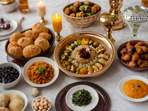 Ramadan Iftar table full of foods