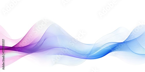 Blue and pink neon colors wave swirls on white background. Generative AI 